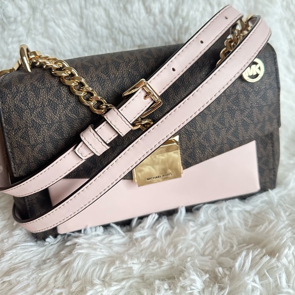 Michael Kors Lita Brown and Pink Crossbody Bag - Picture 11 of 13